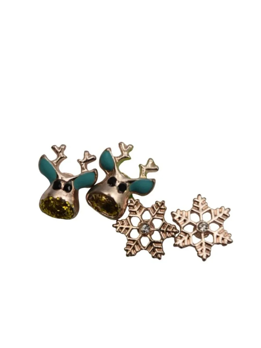 Claires Christmas Earrings Reindeer Candy Cane Snowflake 3 Pair Pierced Post